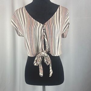 Be Cool Striped Tie-Front Crop Top